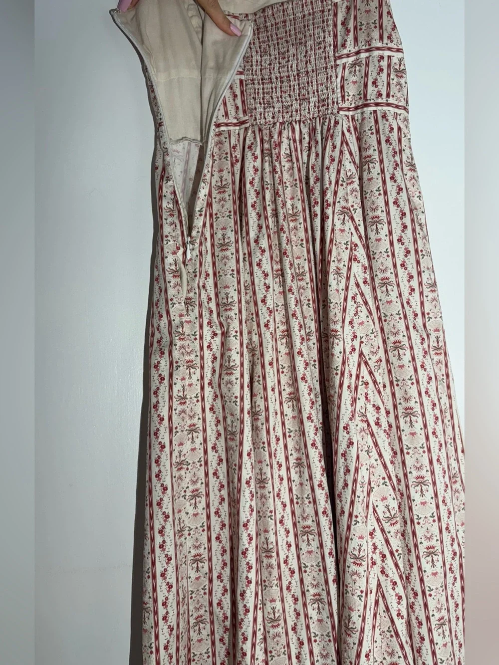 Hill House Strapless Pink & White Floral Midi Dress - Picture 12 of 16